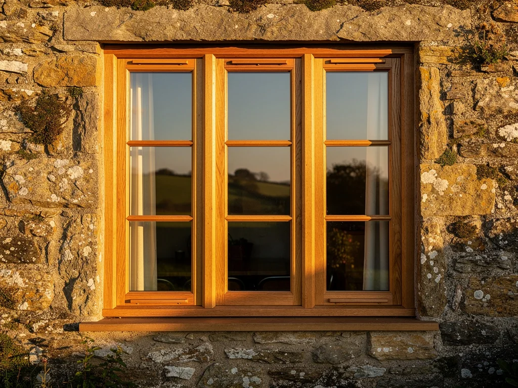 Fenêtre en bois à triple vitrage sur une maison ancienne